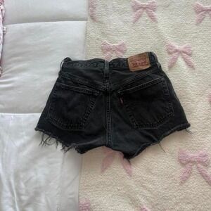 black distressed Levi's 501 denim shorts